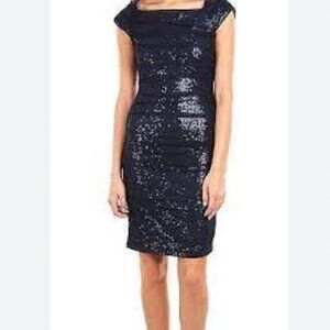 Joseph Ribkoff Mesh Overlay Sequin Dress Size 10 NWT